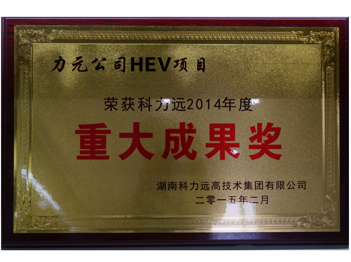 荣获科力远2014年度重大成果奖